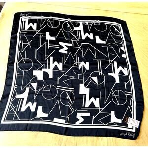 Joseph Ribkoff Scarf Monochrome Graphic Print Black White Silk Limited 27 X 27